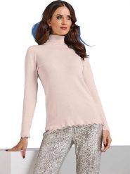 Heine Sweter w kolorze beżowym rozmiar: 50. Brązowe golfy damskie Heine, ze splotem, bez kołnierzyka. Za 43.88 zł.