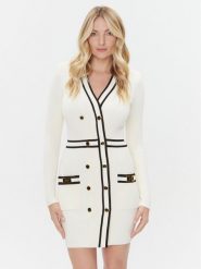 Elisabetta Franchi Sukienka dzianinowa AM-02S-36E2-V520 Écru Slim Fit. Sukienki damskie Elisabetta Franchi, bez wzorów, z dzianiny, bez ramiączek. Za 2,769.00 zł.