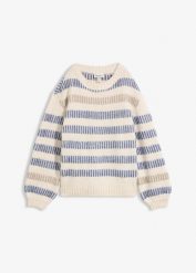 Sweter z dzianiny. Brązowe swetry klasyczne damskie bonprix, z dzianiny, bez kołnierzyka. Za 109.99 zł.