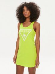 Guess Sukienka letnia E3GP03 JA914 Zielony Regular Fit. Zielone sukienki damskie Guess, z aplikacjami, z bawełny, bez ramiączek. Za 139.99 zł.