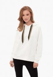Bluza oversize z kapturem B-AIKA. Białe bluzy damskie Volcano, s, bez wzorów, z bawełny, z kapturem. Za 169.99 zł.