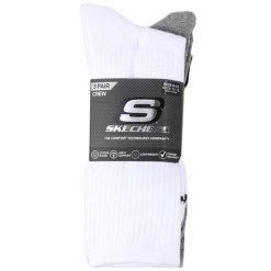 Skarpetki sportowe dla dorosłych 3pk Unisex Non Terry Crew. Białe skarpetki damskie Skechers, bez wzorów, z bawełny. Za 49.99 zł.