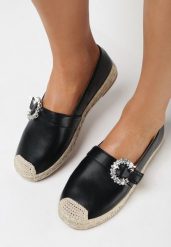 Czarne Espadryle Nemotis. Czarne espadryle damskie Born2be, bez wzorów, bez obcasa, na płaskiej podeszwie. Za 44.99 zł.