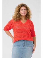 KAFFE curve Sweter w kolorze czerwonym rozmiar: M. Czerwone swetry klasyczne damskie KAFFE curve, m, bez kołnierzyka. Za 104.99 zł.