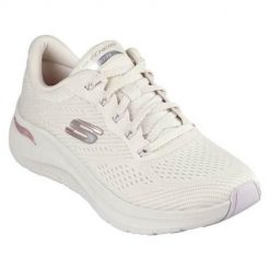 Buty do chodzenia damskie Skechers Arch Fit 2.0 Big League. Białe obuwie sportowe casual damskie Skechers, z materiału, trekkingowe. Za 514.00 zł.