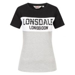 Koszulka damska Lonsdale Tallow. Czarne bluzki damskie Lonsdale, bez wzorów, eleganckie, bez kołnierzyka, bez ramiączek. Za 147.50 zł.
