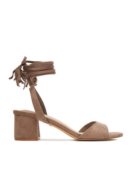 DeeZee Sandały F1356112-1 Brązowy. Brązowe sandały damskie DeeZee, bez wzorów, z materiału, bez obcasa, na słupku, bez zapięcia. Za 119.99 zł.