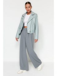 Trendyol Spodnie w kolorze szarym rozmiar: L. Szare spodnie materiałowe damskie Trendyol, bez wzorów, z materiału. Za 86.99 zł.