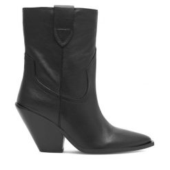 Kowbojki Badura. Czarne botki damskie Badura, bez obcasa, na słupku, bez zapięcia. Za 399.99 zł.