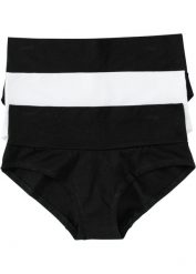 "Figi ciążowe ""panty"" (3 szt.), bawełna organiczna". Czarne figi bonprix, bez wzorów, z bawełny. Za 57.99 zł.