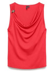 Vero Moda Bluzka w kolorze czerwonym rozmiar: XS. Czerwone bluzki damskie Vero Moda, xs, z aplikacjami, bez kołnierzyka, bez ramiączek. Za 55.95 zł.