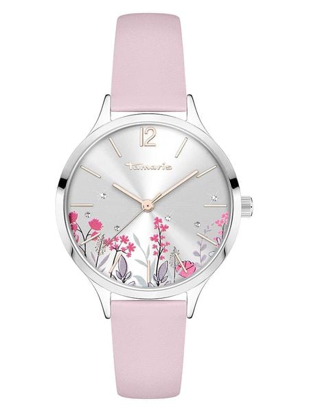 Tamaris Zegarek kwarcowy w kolorze srebrno-jasnoróżowym rozmiar: onesize. Różowe, analogowe zegarki damskie Tamaris, metalowe. Za 130.99 zł.