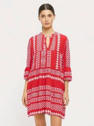 Miss goodlife Sukienka w kolorze czerwonym rozmiar: M. Czerwone sukienki damskie miss goodlife, bez wzorów, z wiskozy, bez ramiączek. Za 135.17 zł.