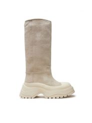 Bronx Kozaki 14367-C Écru. Kozaki damskie Bronx, z materiału, bez obcasa, na płaskiej podeszwie, bez zapięcia. Za 379.99 zł.