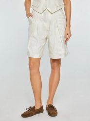 Szorty damskie lniane w prążek kremowe Kinnisa 102. Białe szorty damskie Big Star, bez wzorów, z bawełny. Za 179.99 zł.