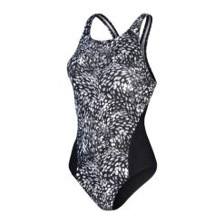 Strój kąpielowy damski Speedo Allover Digital. Czarne stroje jednoczęściowe Speedo, bez wzorów, z lycry. Za 199.99 zł.