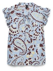 Vero Moda Bluzka w kolorze błękitno-brązowym rozmiar: L. Brązowe bluzki damskie Vero Moda, l, bez wzorów, z wiskozy, klasyczne, bez kołnierzyka, bez ramiączek. Za 96.14 zł.