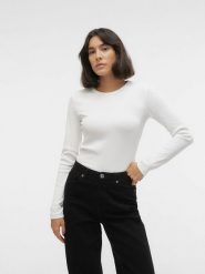 Vero Moda Koszulka w kolorze białym rozmiar: XL. Białe bluzki damskie Vero Moda, xl, bez wzorów, prążkowane, bez kołnierzyka, bez ramiączek. Za 50.45 zł.