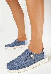Granatowe Półbuty w Styli Mokasynów Sheillin. Niebieskie półbuty damskie Born2be, bez wzorów, bez obcasa, bez zapięcia. Za 64.99 zł.