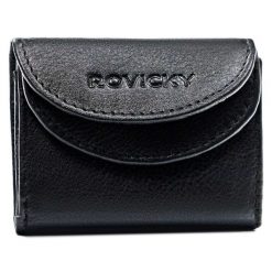 Portfel skórzany Rovicky R-17-LFN czarny. Czarne portfele damskie ROVICKY, bez wzorów. Za 30.00 zł.