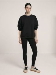 Bawełniane legginsy w prążek - czarny. Czarne legginsy damskie Sinsay, l, bez wzorów, z bawełny. Za 29.99 zł.