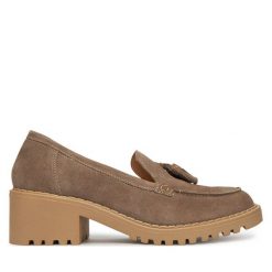 Półbuty Lasocki. Szare czółenka damskie Lasocki, bez wzorów, bez obcasa, na obcasie. Za 229.99 zł.