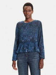 Desigual Bluzka Plise 25WWBW09 Granatowy Regular Fit. Niebieskie bluzki damskie Desigual, xs, bez wzorów, z syntetyku, bez kołnierzyka, bez ramiączek. Za 369.99 zł.