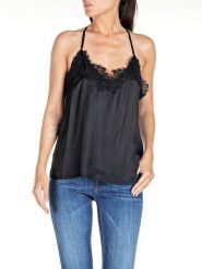 Replay Bluzka w kolorze czarnym rozmiar: L. Czarne koszulki sportowe damskie Replay, l, bez wzorów, z koronki, bez ramiączek. Za 244.22 zł.