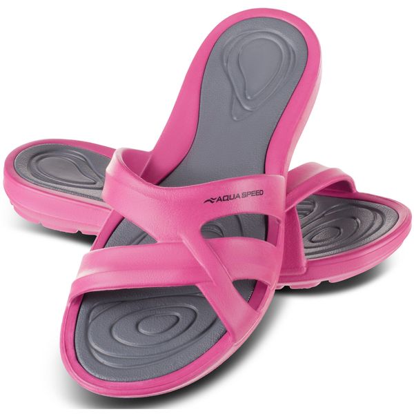 Klapki basenowe damskie PANAMA. Czerwone klapki damskie Aqua-Speed, bez wzorów, bez obcasa, bez zapięcia. Za 63.90 zł.