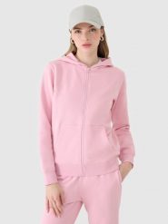 4F Bluza dresowa rozpinana z kapturem damska - różowa S. Czerwone bluzy damskie 4F, s, bez wzorów, z bawełny, z kapturem. Za 149.99 zł.