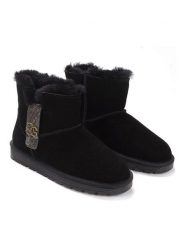 NICEBAY Skórzane botki zimowe "Loldy" w kolorze czarnym rozmiar: 40. Czarne botki damskie NICEBAY, na zimę, z materiału, bez obcasa, bez zapięcia. Za 205.36 zł.