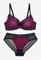 Granatowo-Fuksjowy Komplet z Koronki Regulowany Biustonosz Full Cup oraz Majtki Figi Irialynne. Niebieskie komplety bielizny Renee, z aplikacjami, z koronki. Za 29.99 zł.