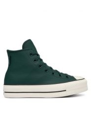 Converse Trampki Chuck Taylor All Star Lift Platform Water-Repellent A18393C Zielony ciemny. Zielone trampki damskie Converse, bez wzorów, ze skóry, bez zapięcia. Za 449.99 zł.