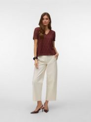 Vero Moda Bluzka w kolorze brązowym rozmiar: XS. Brązowe bluzki damskie Vero Moda, xs, bez wzorów, bez kołnierzyka, bez ramiączek. Za 43.68 zł.