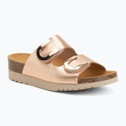 Klapki damskie Scholl Montery 2 Straps Ad Med. Czerwone klapki damskie Scholl, bez wzorów, z materiału, bez obcasa, bez zapięcia. Za 349.99 zł.
