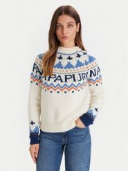 Napapijri Sweter D-Fiames NP0A892S Beżowy Regular Fit. Brązowe swetry klasyczne damskie Napapijri, l, z bawełny, bez kołnierzyka. Za 1,149.00 zł.