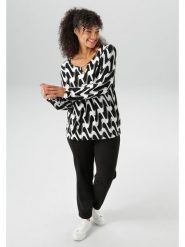 Aniston Bluzka w kolorze czarno-białym rozmiar: 44. Białe bluzki damskie Aniston, bez wzorów, bez kołnierzyka, bez ramiączek. Za 52.42 zł.