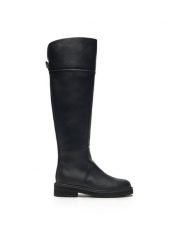 TWINSET Kozaki 242TGT174 Czarny. Czarne kozaki damskie Twinset, ze skóry, bez obcasa, na płaskiej podeszwie, bez zapięcia. Za 659.99 zł.