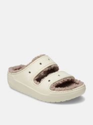 Crocs Klapki "Classic Cozzzy" w kolorze kremowym rozmiar: 36/37. Brązowe klapki damskie Crocs, bez wzorów, z materiału, z otwartym noskiem, bez obcasa, bez zapięcia. Za 122.96 zł.