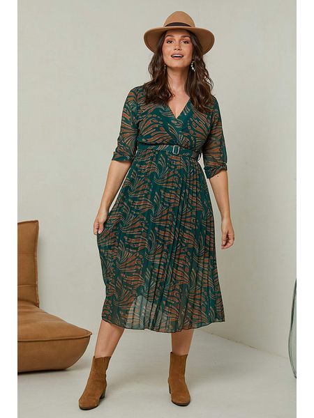 Curvy Lady Sukienka w kolorze zielono-brązowym rozmiar: 40/42. Brązowe sukienki damskie Curvy Lady, bez wzorów, z tkaniny, klasyczne, bez ramiączek. Za 123.25 zł.