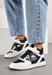 Czarno-Białe Sneakersy za Kostkę Olivarre. Czarne obuwie sportowe damskie Born2be, z jeansu, za kostkę, bez zapięcia, trekkingowe. Za 79.99 zł.
