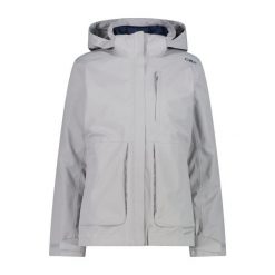 Kurtka puchowa z odpinanym kapturem dla kobiet CMP. Białe kurtki damskie CMP, bez wzorów, z puchu. Za 670.60 zł.