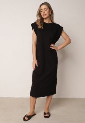 Czarna Sukienka Pudełkowa w Stylu T-shirtowym Zanisea. Czarne sukienki damskie Born2be, bez wzorów, z materiału, bez ramiączek. Za 89.99 zł.