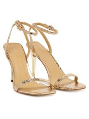 MICHAEL Michael Kors Sandały Liana 40T5LNHS1M Złoty. Żółte sandały damskie MICHAEL Michael Kors, bez wzorów, ze skóry, bez obcasa, na szpilce, bez zapięcia. Za 739.99 zł.