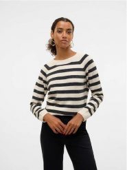 Vero Moda Sweter w kolorze biało-czarnym rozmiar: L. Białe swetry klasyczne damskie Vero Moda, l, bez kołnierzyka. Za 98.33 zł.