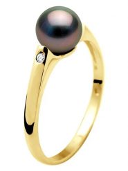 Pearline Złoty pierścionek z diamentem i perłą rozmiar: 62. Żółte pierścionki damskie Pearline, z diamentem, złote. Za 1,565.99 zł.