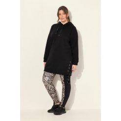 Damskie Długa bluza z kapturem tasiemka satynowa kaptur długi rękaw. Czarne bluzy damskie Ulla Popken, plus size, bez wzorów, z bawełny, z kapturem. W wyprzedaży za 223.99 zł.