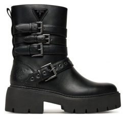 Botki Guess. Czarne botki damskie Guess, bez obcasa, na płaskiej podeszwie, bez zapięcia. Za 609.99 zł.