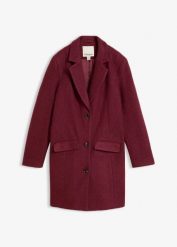 Płaszcz typu blazer z wełny walcowanej. Szare płaszcze damskie bonprix, bez wzorów, z wełny, bez kaptura. Za 429.99 zł.