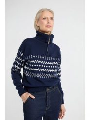 Josephine & Co Sweter "Alana" w kolorze granatowo-białym rozmiar: S. Białe swetry klasyczne damskie Josephine & Co, s, z wełny, bez kołnierzyka. Za 188.85 zł.